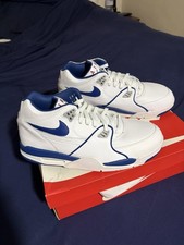 Nike Air Flight 89 Men's Trainers White Dark Royal Blue Uk 10.5 Brand New In Box