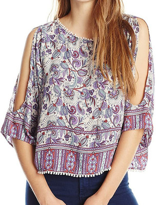 Rip Curl Skyla Purple Paisley Boho Blouse Women's Lightweight Festival Top S M
