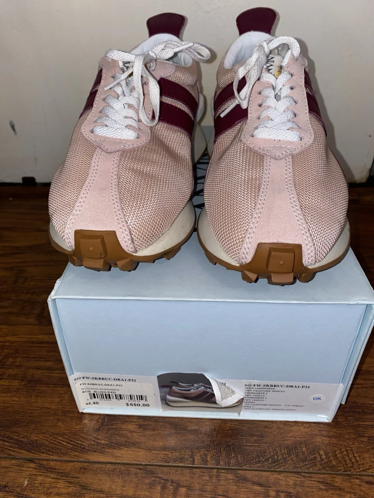 Lanvin — AUTHENTIC PRE OWNED WOMENS LAVIN SNEAKERS Size 10 M TWO TONED PINK - BURGUNDY