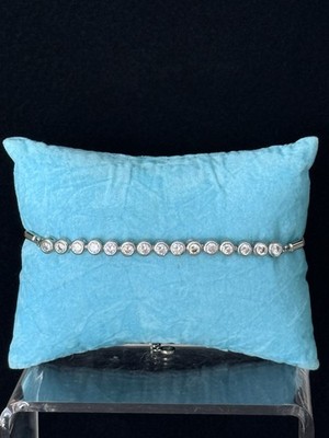 Cubic Zirconia Tennis Slider Bracelet Silver Tone Adjustable Open Back Setting