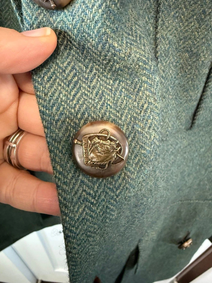 Blazer Vintage Años 90 Ralph Lauren Ecuestre Verde Tweed Sencillo Talla 6 Foto 4 de 4