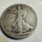 1918- D Walking Liberty Half Dollar 50C Minted San Fran, G- Very Good 90%silver