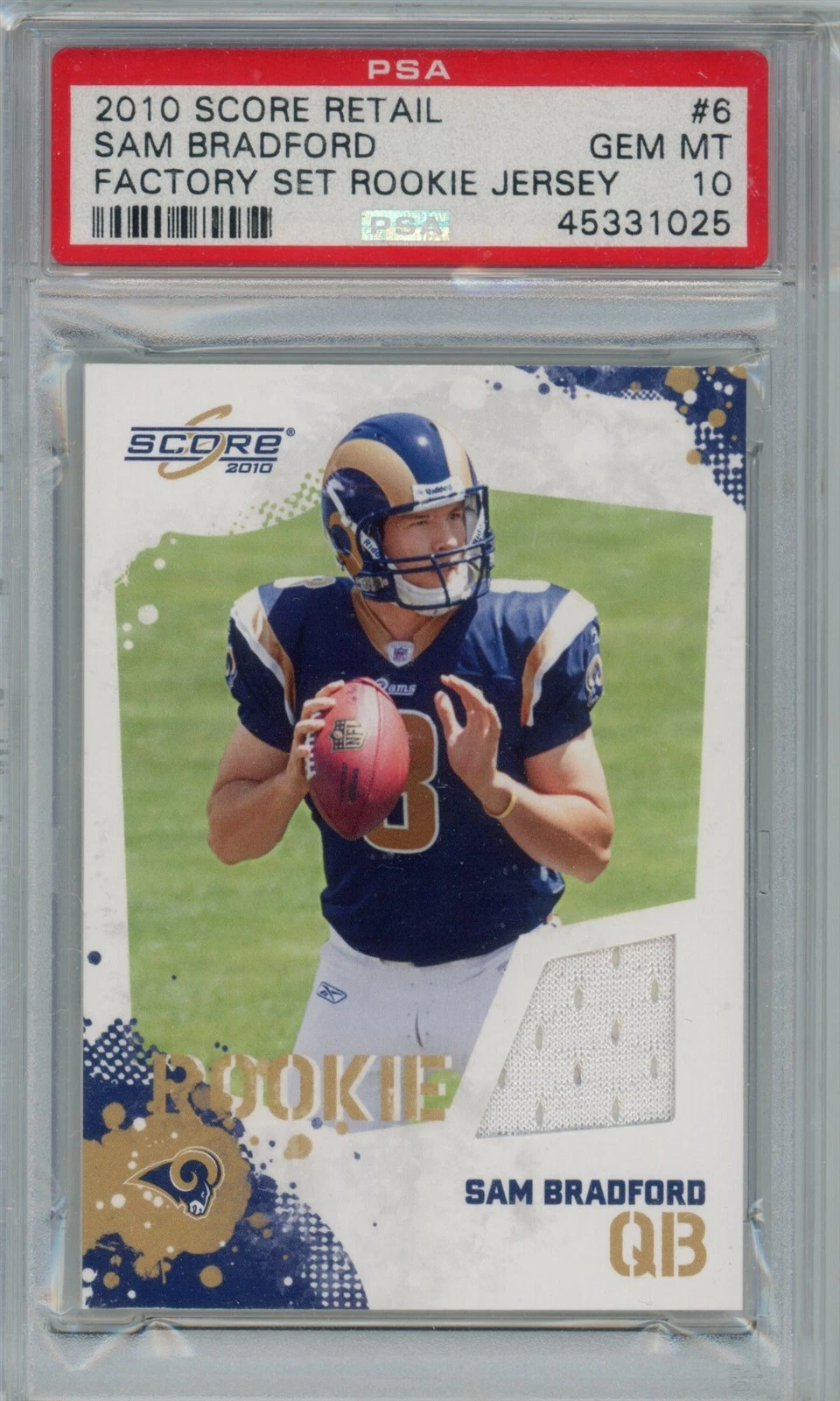 Sam Bradford Score Retail Factory Set Rookie Jersey #6 Base