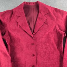 Unbranded Faux Suede Blazer Jacket Womens Medium Cranberry Red 3-Button Classic