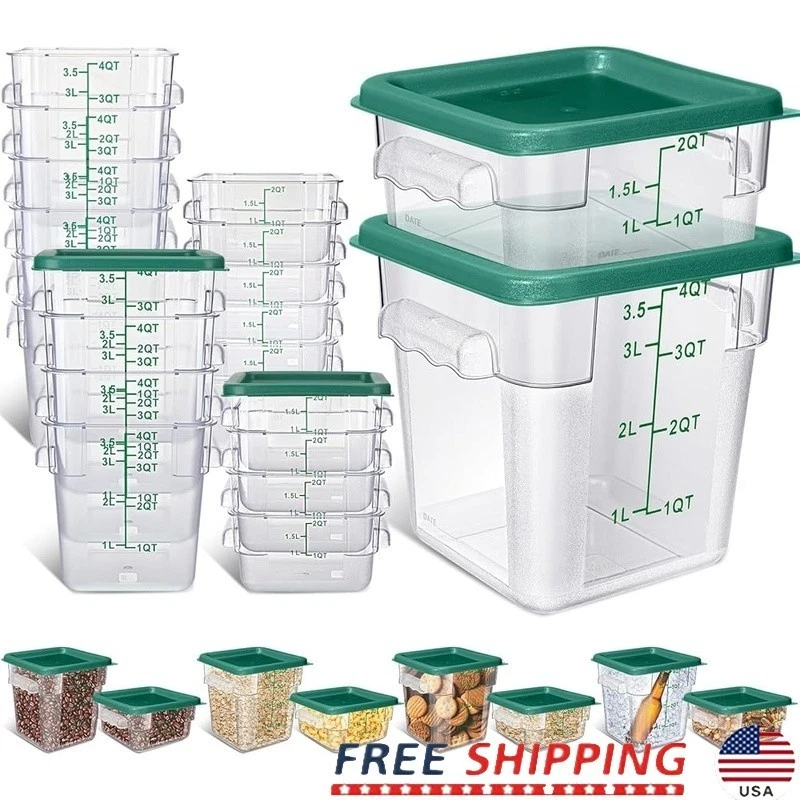Food Storage Containers W/ Lids Stackable Airtight Safe PC Plastic Set New