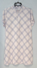Lulu-B Dress Women's LARGE Pink Blue Plaid Quarter Zip Short Sleeve Golf A-Line