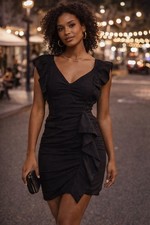 Isabel Marant Etoile Black Linen Ruffle Dress  Sz 34 2 US 