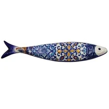 Blue Multicolor Tile Ceramic Decorative Portuguese Sardine, Made in Portugal