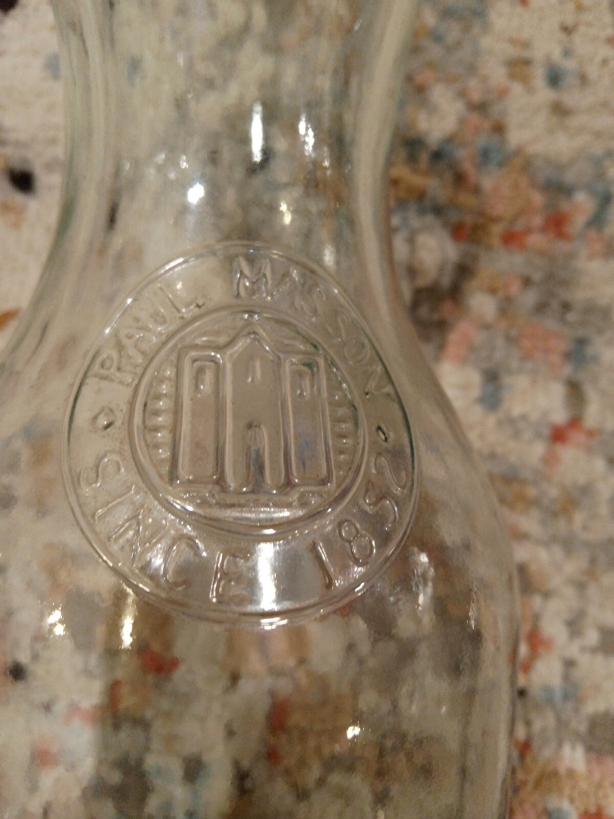 Vintage Paul Masson Clear Glass Wine Carafe Since 1852 Decanter Pitcher