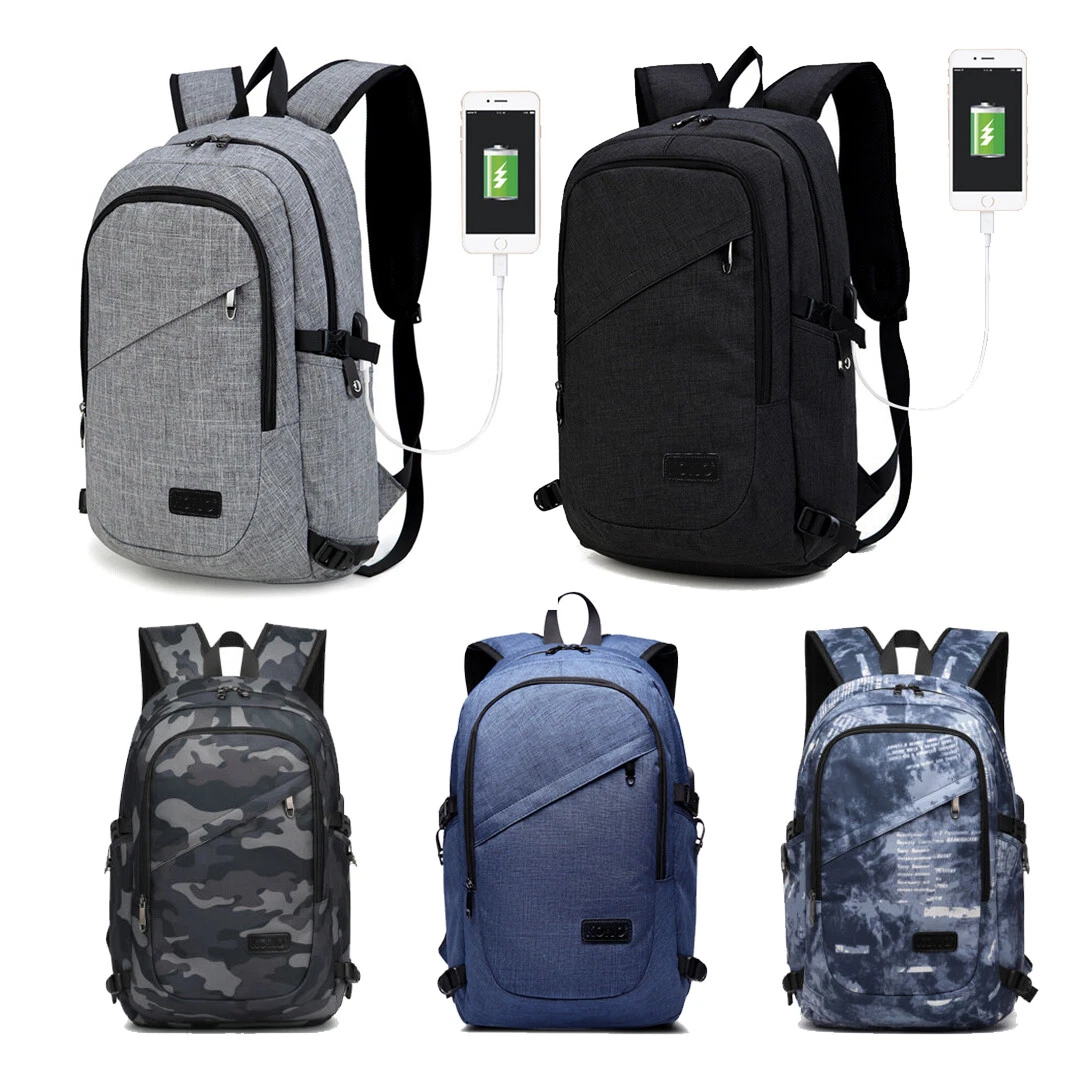 Unisex School Large Backpack Travel Rucksack Shoulder Laptop Bag USB Travel  Bags