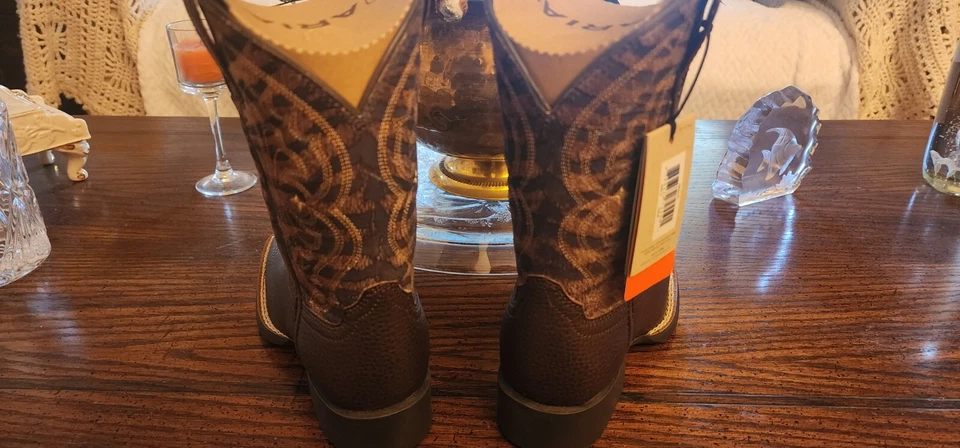 🔥🤠👢Ariat Kid's Quickdraw Pebbled Pinecone/Vintage Tiger Print Size 12 NIB - Image 3 of 4