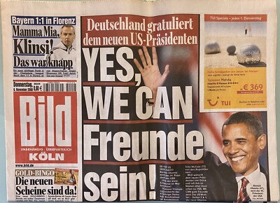 BILD Zeitung 06.11.2008 6. November 2008 BILD Köln Barack Obama US-Präsident