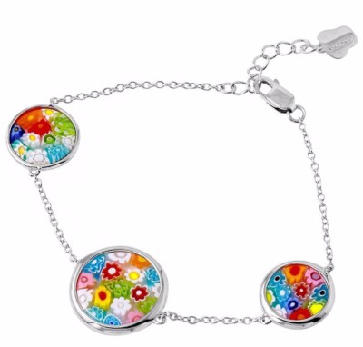 Alan K. Bracelet Murano Millefiori 2 x 14mm & 1 x 18mm Double-Sided Round. 6''+1''