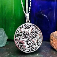 Epona Horse Pendant Necklace Celtic Goddess Trinity 925 Silver Jewellery & Boxed