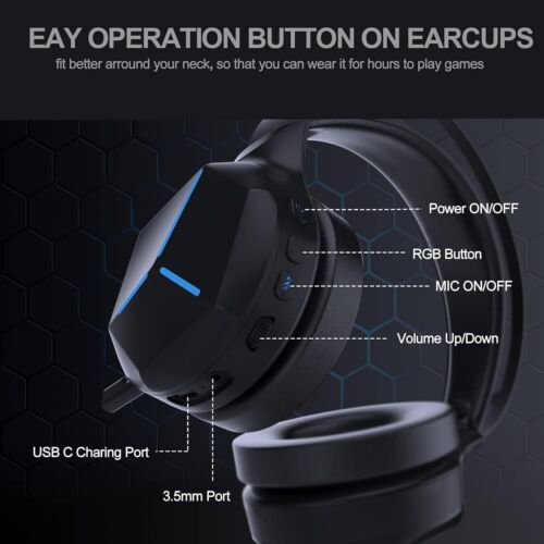Wireless Bluetooth Gaming Headset, RGB Lights, Noise Cancel Mic, PS5 PC Switch - Picture 7 of 7