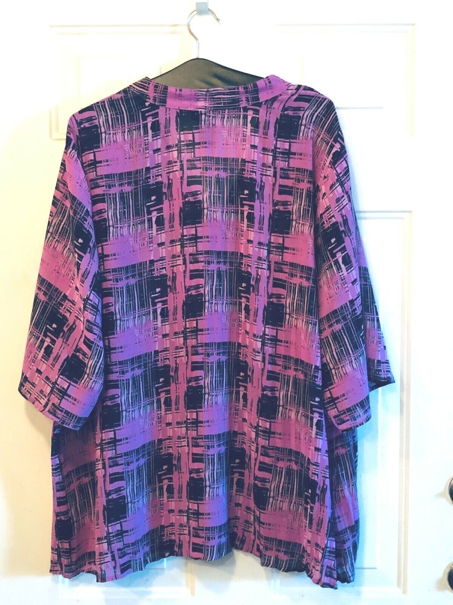 Lane Bryant Sz 22/24 3X Women Blouse Button Semi Sheer Elbow