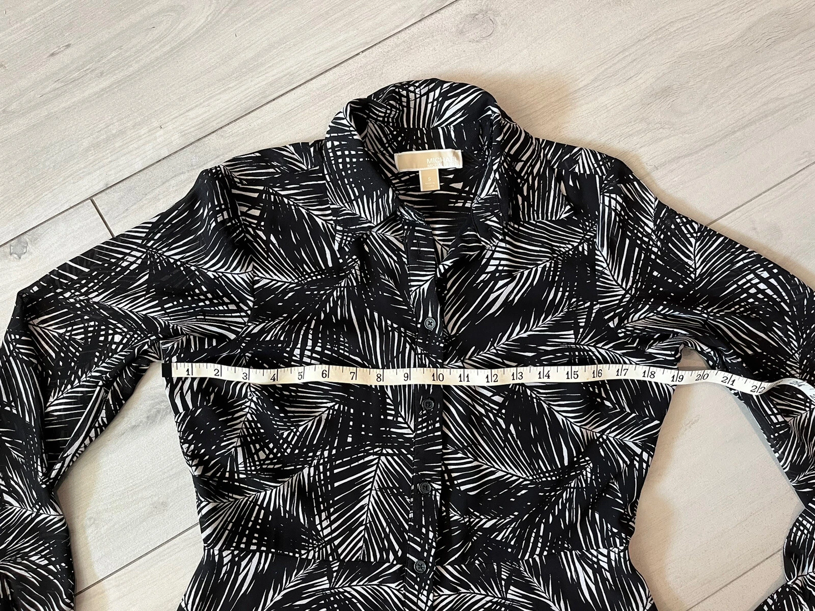 Abito donna Michael Kors stampa palma manica lunga bottoni foderato davanti taglia small