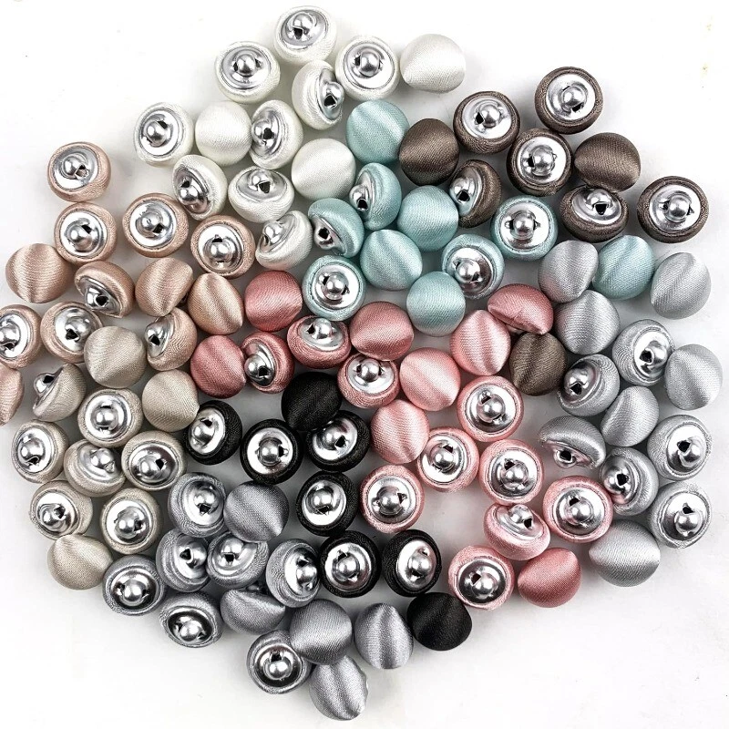50pcs Satin Covered Buttons Cloth Buttons Metal Shank Buttons Wedding Dress - Image 2 of 4
