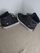 SUPRA High Top Skate Mens 8 Black Gold Trainers Sneakers Shoes 214 IR09 S108