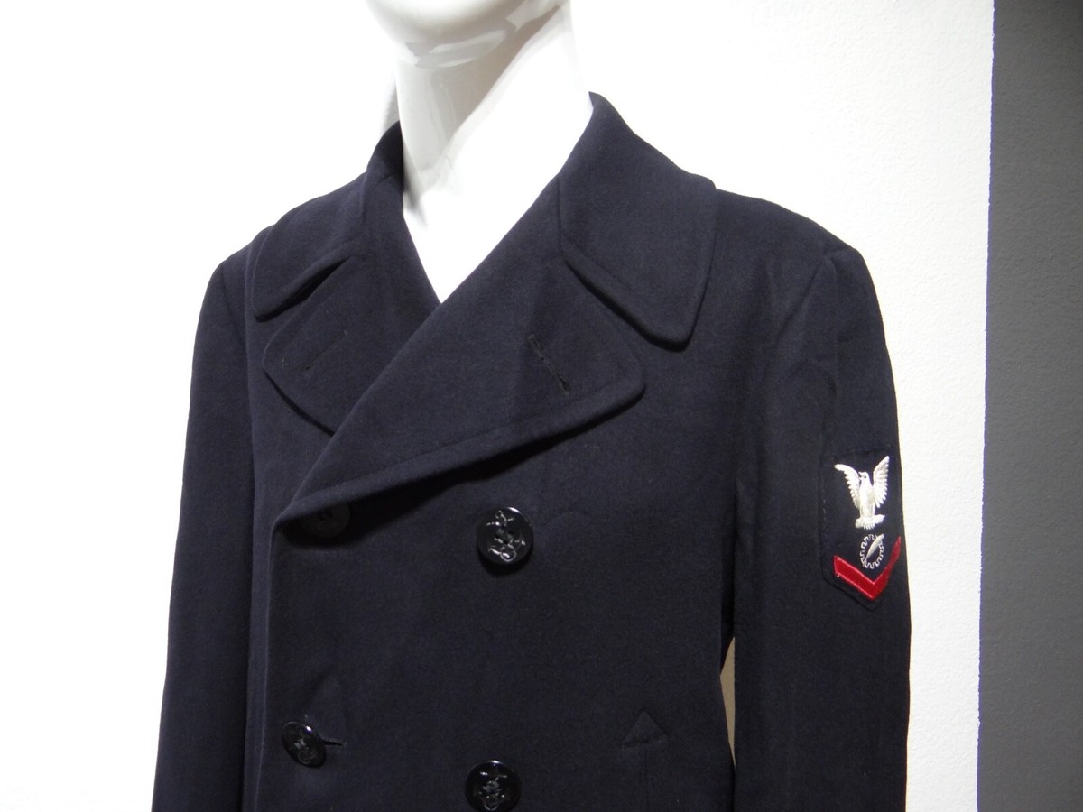 VTG 60's US Navy Pea Coat Mens 36R Wool Jacket DA-36-243-QM(CTM