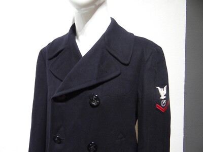 VTG 60's US Navy Pea Coat Mens 36R Wool Jacket DA-36-243-QM(CTM