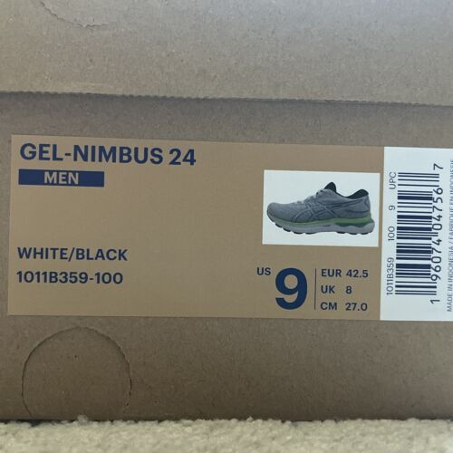 Size 9 - ASICS Gel Nimbus 24 White Black - Picture 12 of 12