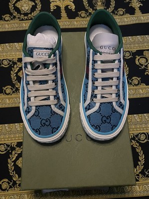 New in Box AUTH Gucci Tennis 1977 Sneakers Turquoise GG Logo  display picture 1