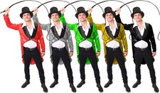 ADULTS RINGMASTER COSTUME MENS CIRCUS LEADER FANCY DRESS SEQUIN TAILCOAT S-XXL