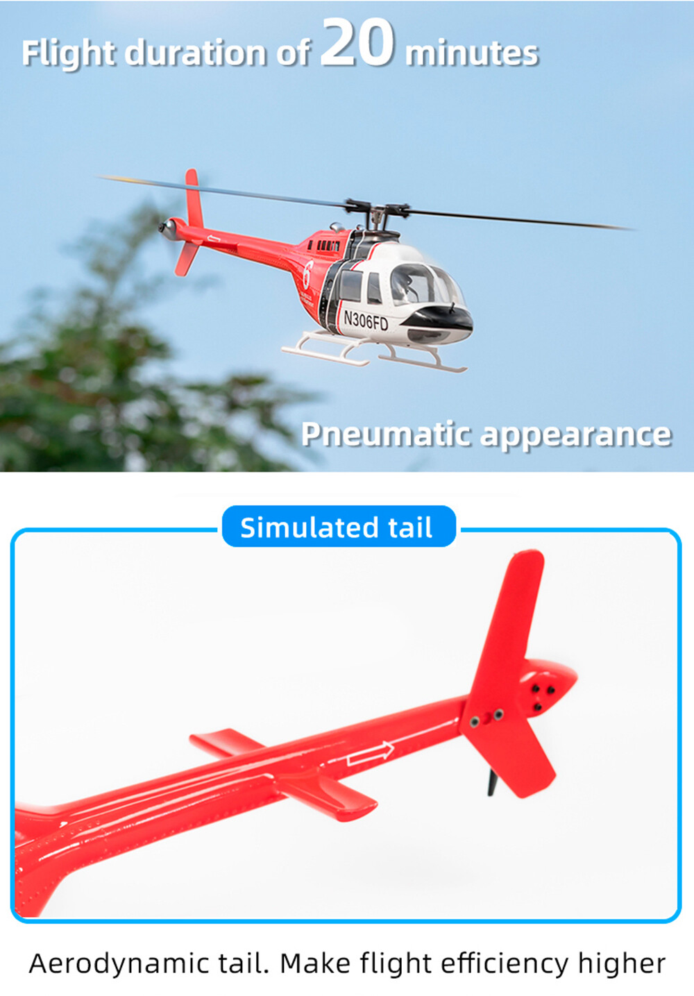 Flywing Bell 206 V3 RC Helicopter 6CH 3D GPS Auto Return 4 Blade 1/16 Aircraft