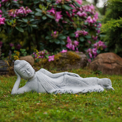 Feng-Shui Buddha Statue Steinfigur 25 cm 21 kg Grau Weißbeton frostsicher