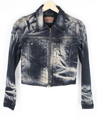 Levi Strauss & Co.73695 Jacke Damen Klein Denim Reißverschluss Neu Zerrissen