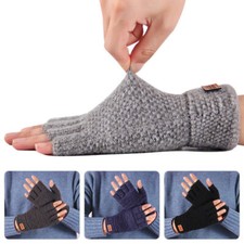 Thermal Knitted Fingerless Gloves Warm Winter Half Finger Gloves for Womens