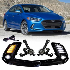 For 2016-2018 Hyundai Elantra Front LED DRL Turn Signal Fog Lights Lamp w/wiring