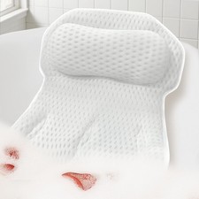 Bathtub Pillow Headrest Neck Back Support with Suction Cups for Spa Bathtub