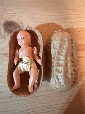 Vintage Celluloid Baby Doll in Peanut Shell Case for Age 1-2 Years, 3-4 Years