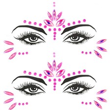 Mermaid Face Gems Stick Jewels Halloween Body Eye Large, Pink