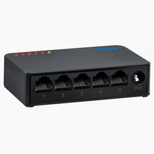 5 Port Gigabit Ethernet Network Switch Unmanaged Plug Play Fanless Black