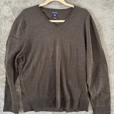 Gap Merino Wool Sweater Mens Large Brown V Neck Pullover Vintage Hong Kong