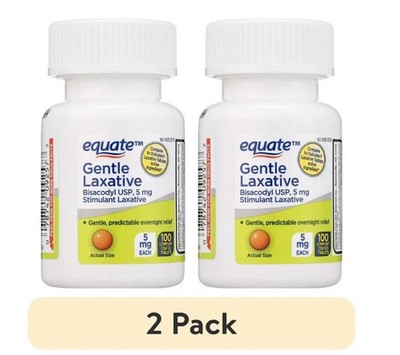 (2 Pack) Equate Bisacodyl Gentle Laxative Tablets for Adult Constipation, 100 Ct