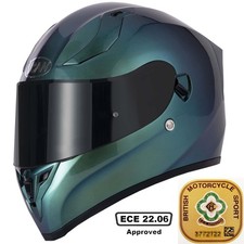 VCAN H128 FULL FACE MOTORCYCLE HELMET DUAL VISOR SUN VISOR GRADIENT GREEN BLUE