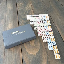 Vintage 1994 Domino Set by Cardinal w/ Vinyl Case Complete 28 Pieces (D9)
