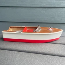 Vintage 1950's Wooden Speed Boat-Runabout (Chris Craft Type) Japan 9” W/O Motor
