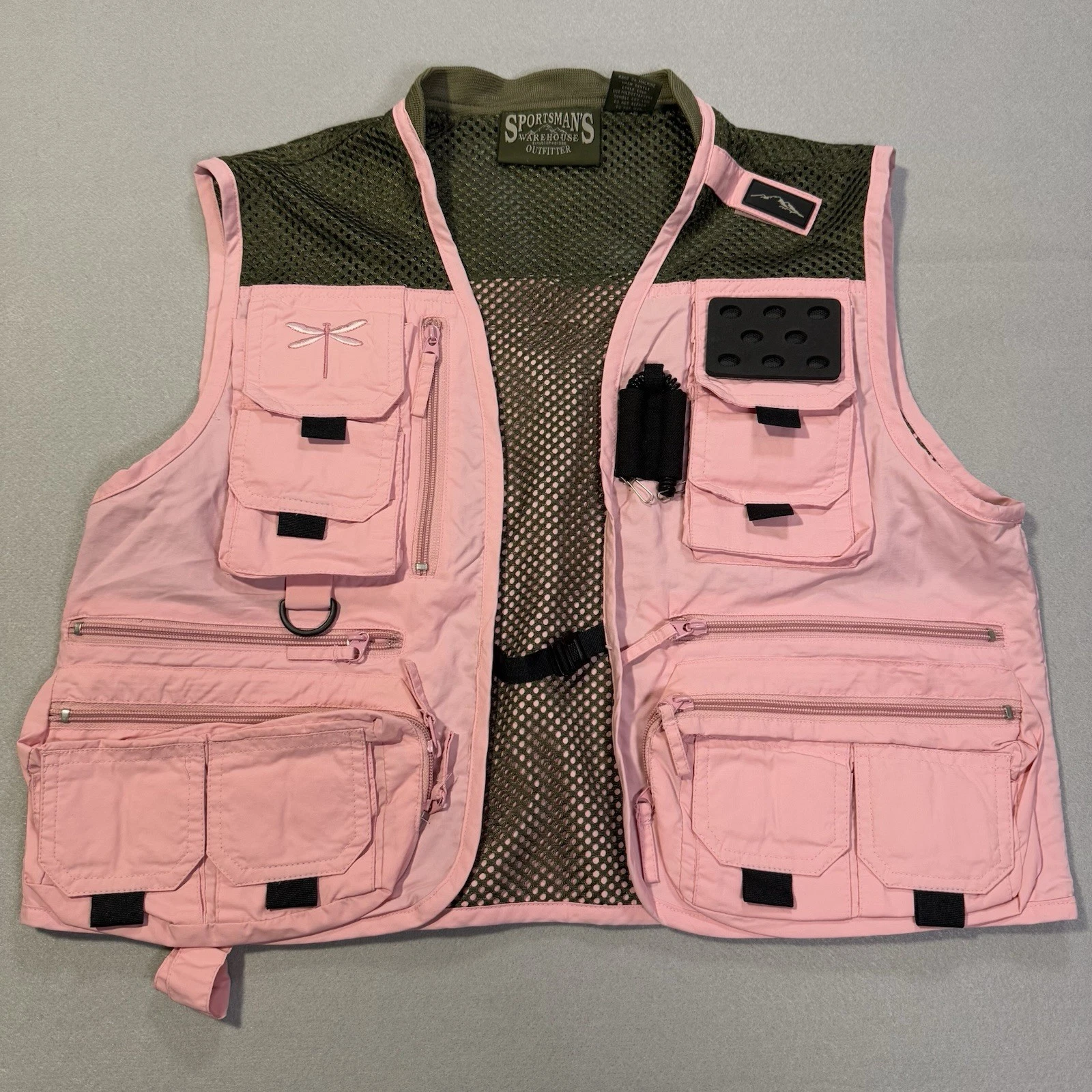 Sportsman’s Warehouse Pink Fly Fishing Vest Womens Sz Medium Multi Pocket Mesh