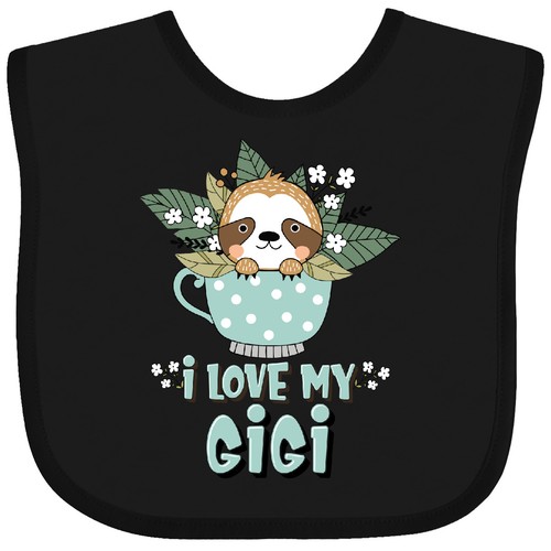 Inktastic Teacup Raccoon I Love My Gigi Baby Bib Grandchild Grandma Grandmother
