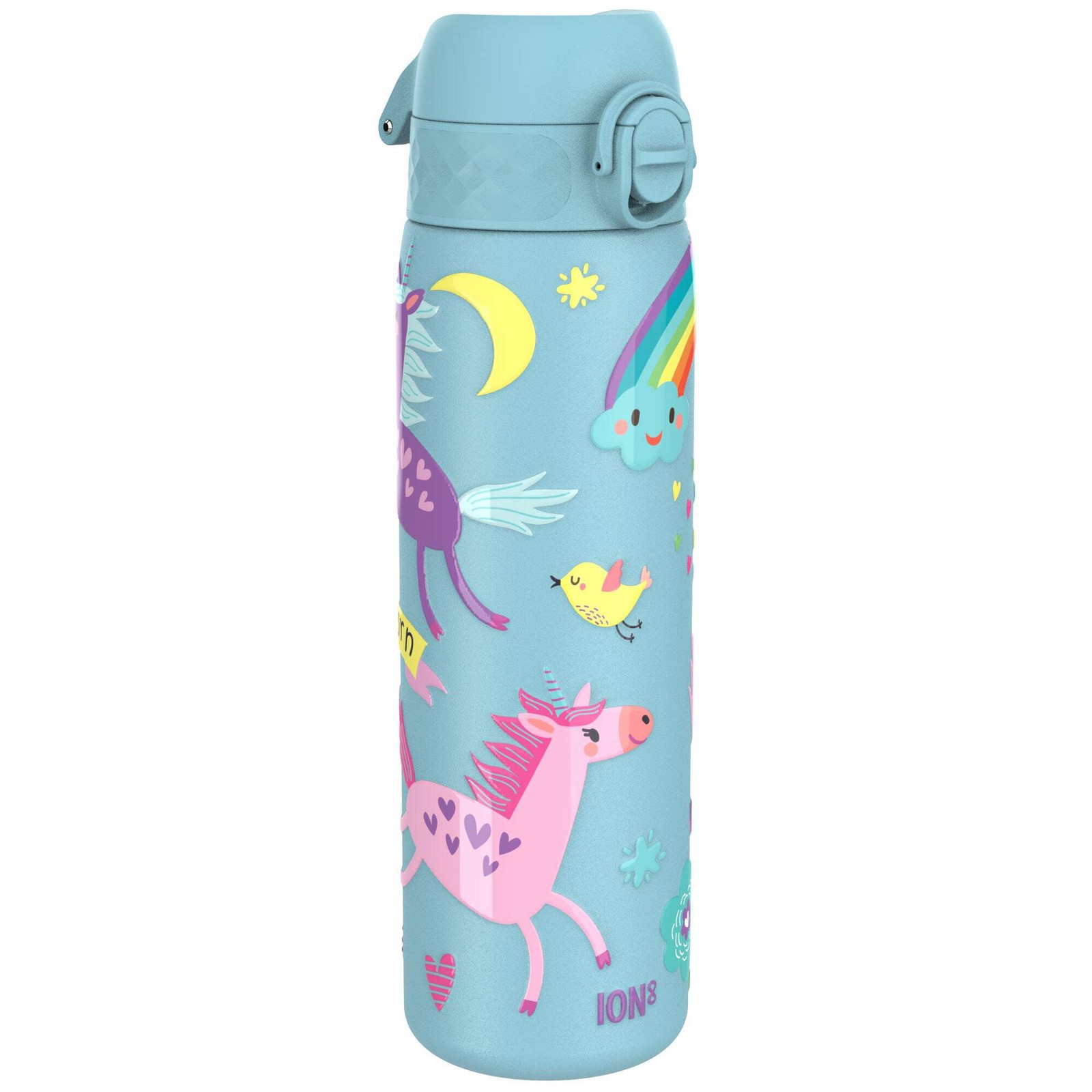Leak Proof Slim Thermal Water Bottle, Insulated Steel, Blue Unicorns, 500ml (17o
