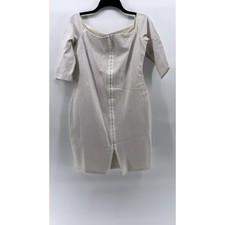 GUESS Women's White Square-Neck Short Sleeve Hook & Loop Bodycon Mini Dress SZ M