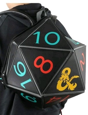 Bioworld Dungeons & Dragons D20 Dice Molded Black Laptop Backpack Bag D&D 3D
