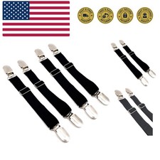 4 Pcs Adjustable Elastic Stocking Clips - Secure  Versatile Garter Suspenders