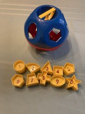 Tupperware Toys Classic Red  Blue Shape-O  Ball Toy Sorter  10 Yellow Shapes