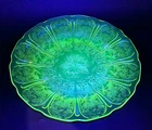VTG Jeanette Uranium Depression Glass Cherry Blossom Pattern 9" Dinner Plate